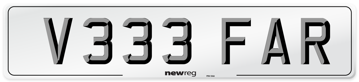 V333 FAR Number Plate from New Reg